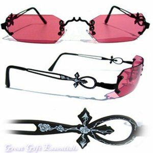 COPY - Gothic Vampire Glasses Black Red Rose Costume Sunglasses Dracula Goth